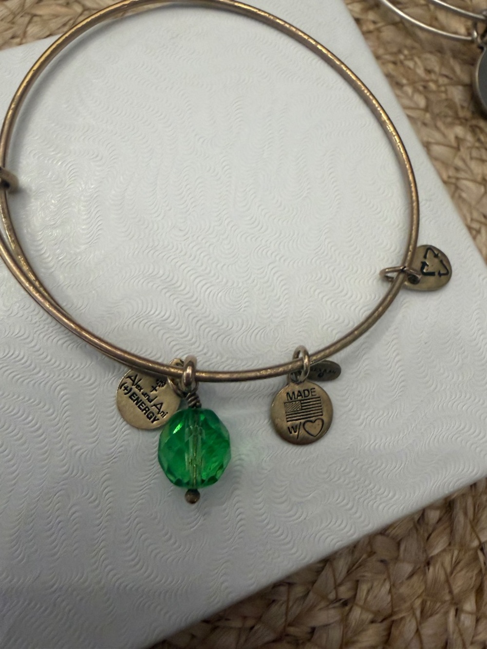 Emerald green pendant and heart key lock bracelet